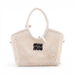 Miu Miu Ivy Leather 2Way Top Handle Shoulder Bag White